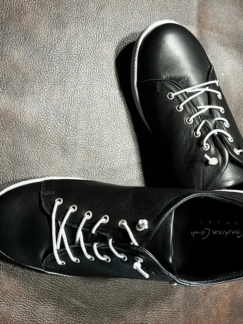 Andrea Conti Black Leather Sneakers